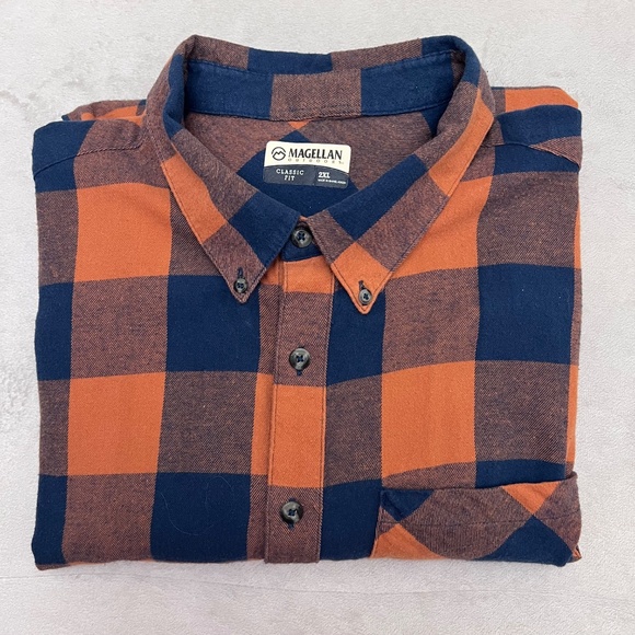 Magellan Outdoors Men's Classic Fit Long Sleeve 100% Cotton Shirt Plaid Size 2XL - Picture 3 of 9